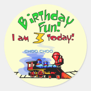 Train 3rd Birthday Tshirts and Gifts Classic Round Sticker