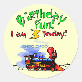 Train 3rd Birthday Tshirts and Gifts Classic Round Sticker