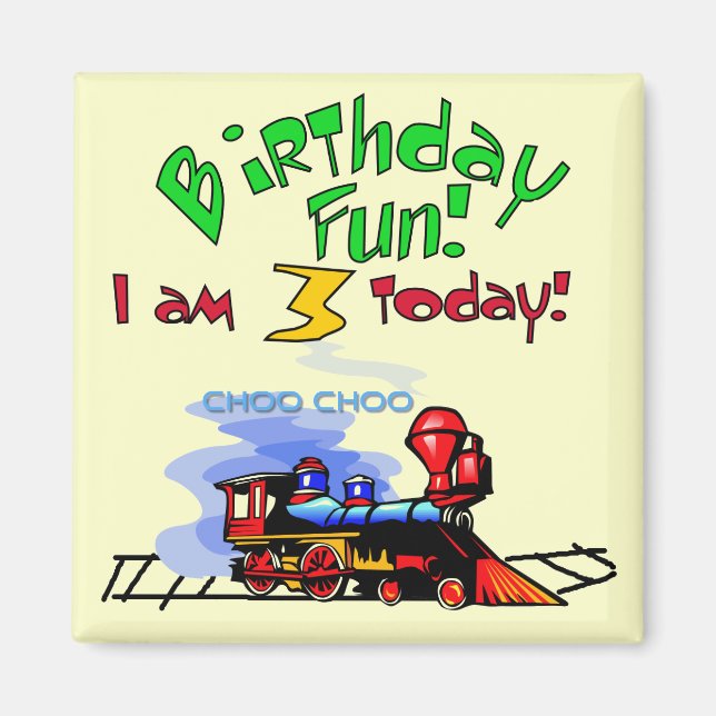 Train 3rd Birthday Tshirts and Gifts Magnet (Front)