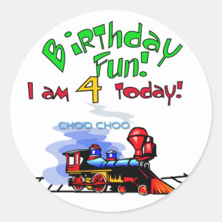 Train 4th Birthday Tshirts and Gifts Classic Round Sticker