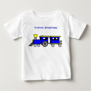 train and caboose-blue, Future Engineer Baby T-Shirt