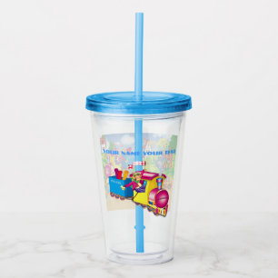 train and car acrylic tumbler