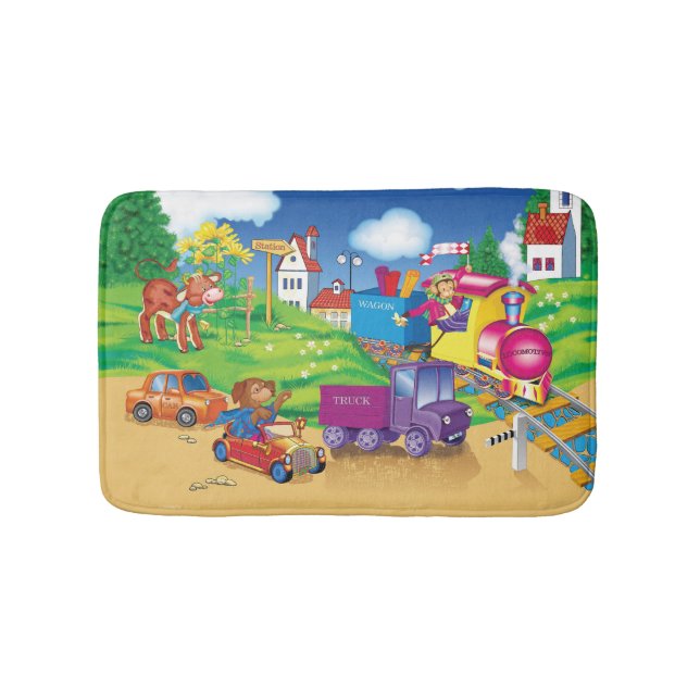 train and car bath mat (Front)