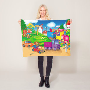 train and car fleece blanket