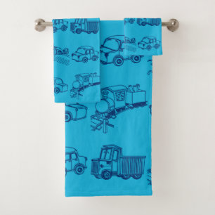 train and car for the boy bath towel set