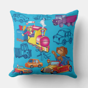 train and car for the boy cushion