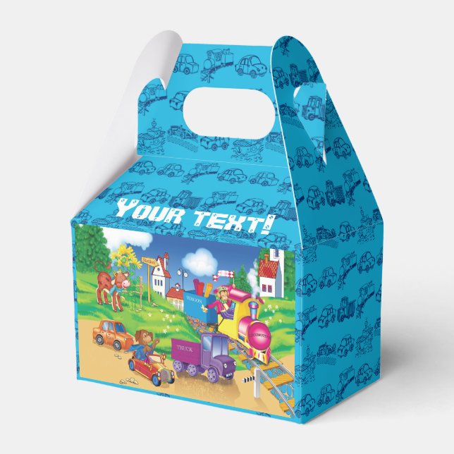 train and car for the boy favour box (Front Side)