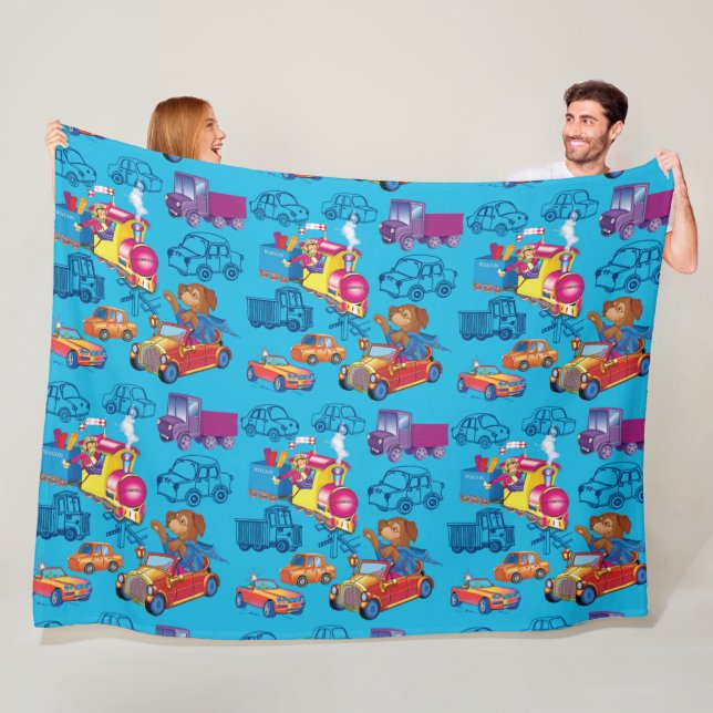train and car for the boy pattern fleece blanket (In Situ)