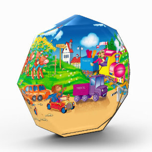 train and car for the boy photo block