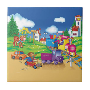 train and car tile