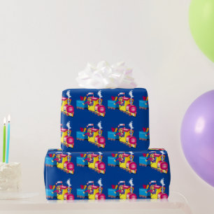 train and car wrapping paper