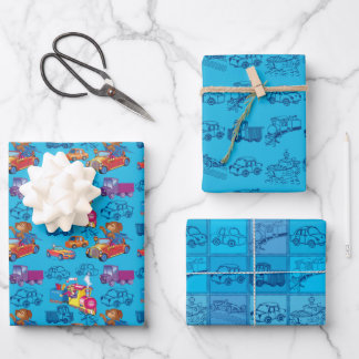 train and car wrapping paper sheet