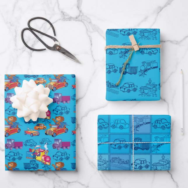 train and car  wrapping paper sheet (Front)