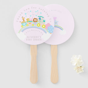 Train Animals Pink Hand Fan