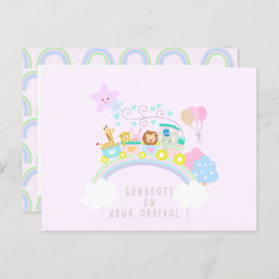 Train Animals Pink Postcard