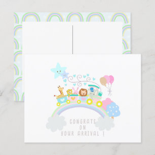 Train Animals White Postcard