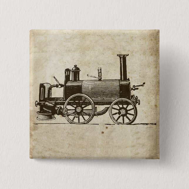 Train Antique Toy Steam Train Engine 15 Cm Square Badge (Front)