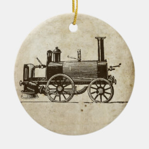 Train Antique Toy Steam Train Engine Ceramic Tree Decoration