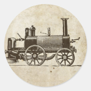 Train Antique Toy Steam Train Engine Classic Round Sticker