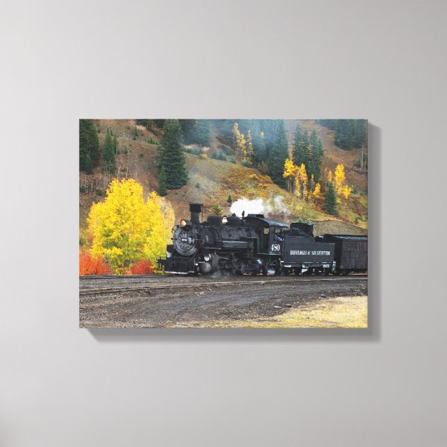 Train arriving in Silverton, USA Canvas Print (Front)