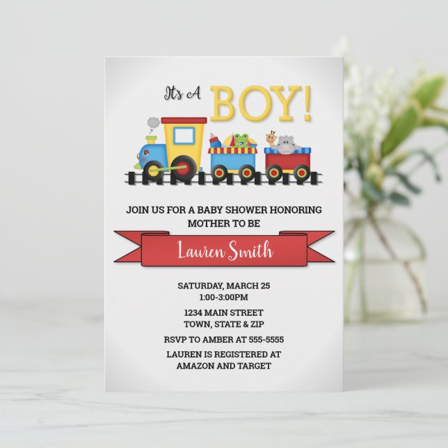 Train Baby Shower Invitation (Standing Front)