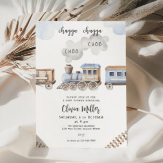 Train baby shower invite, Chugga Boy baby shower Invitation