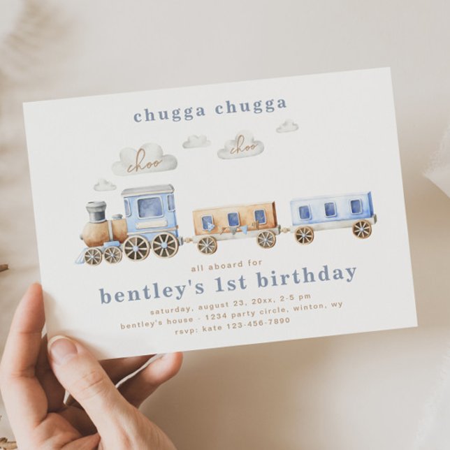 Train Birthday Invitation | Blue Train Invitations (Creator Uploaded)