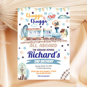 Train Birthday Invitation Chugga Chugga Two Two