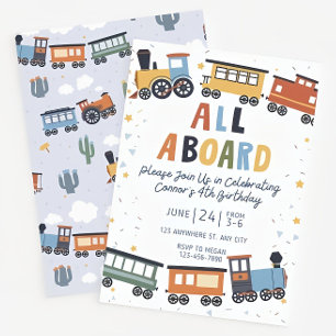 Train Birthday Invitation Editable Template- Train
