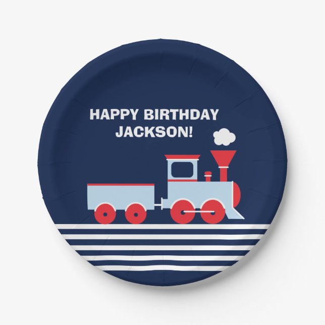 Train Birthday Paper Palte 7" Paper Plate (Front)