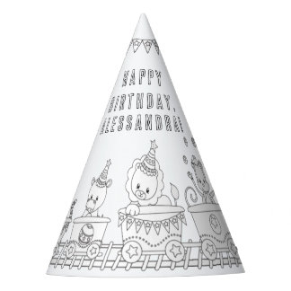 Train Birthday Party - Colour Your Own Party Hat