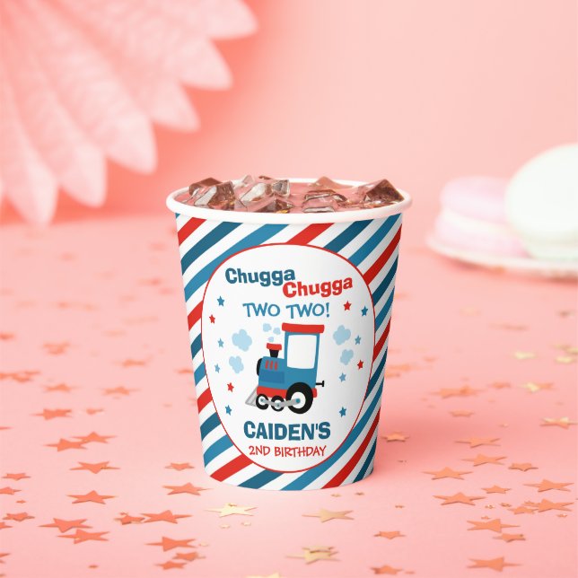 Train Birthday Party Decor Chugga Chugga Two Two Paper Cups (Insitu)