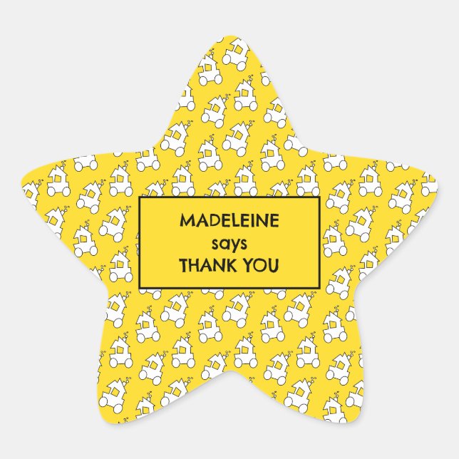 Train Birthday Party Goody Bag Star Sticker (Front)