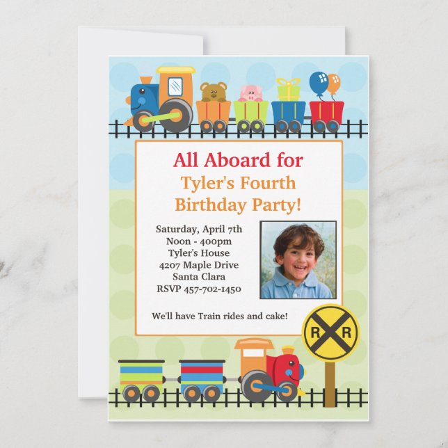 Train Birthday Party Invitation (Front)