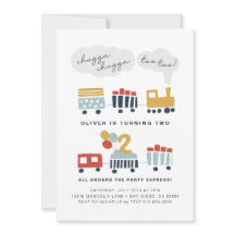 Train Birthday Party Invitation • Age 2 Two Two