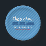 Train birthday party plate<br><div class="desc">Designed to coordinate with the Lea Delaveris Design train birthday party collection,  this plate goes perfectly with your choo chop-theme celebration of your little one.</div>