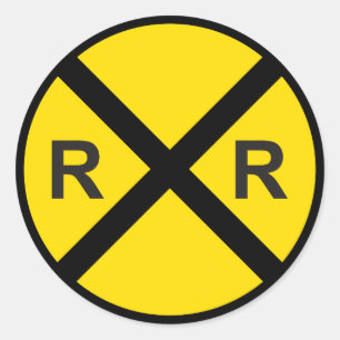 Train Birthday Party (Railroad Crossing Sign) Classic Round Sticker