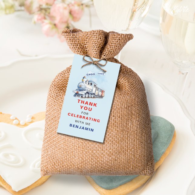 Train Birthday Thank You Tag Stickers Gift Tag (Creator Uploaded)