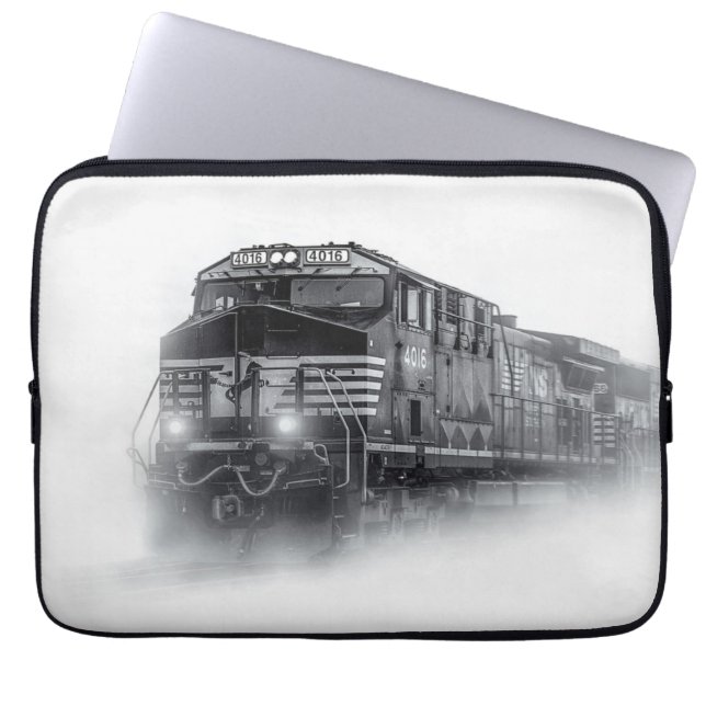 Train Black and White train tracks Laptop Sleeve (Front)