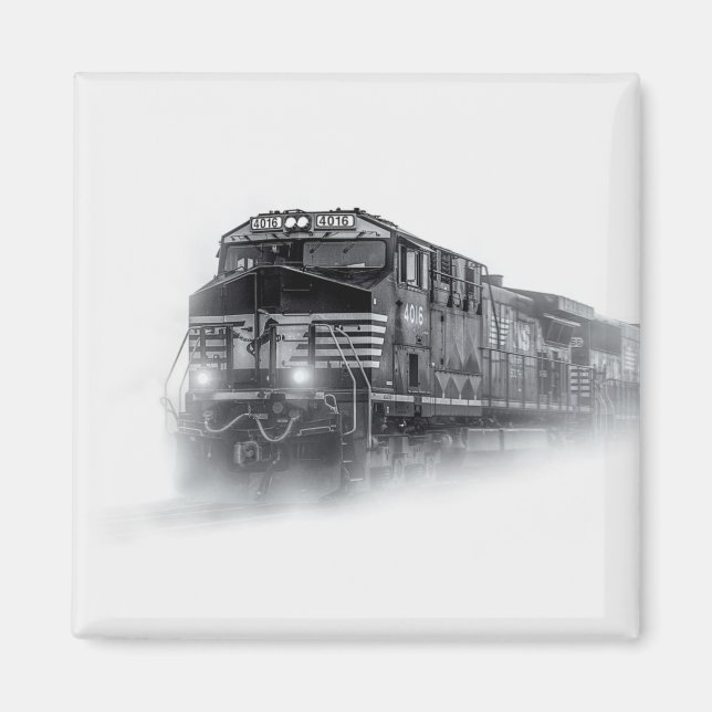 Train Black and White train tracks Magnet (Front)