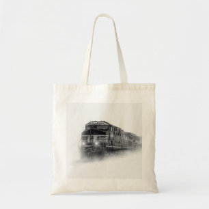 Train Black and White train tracks Tote Bag