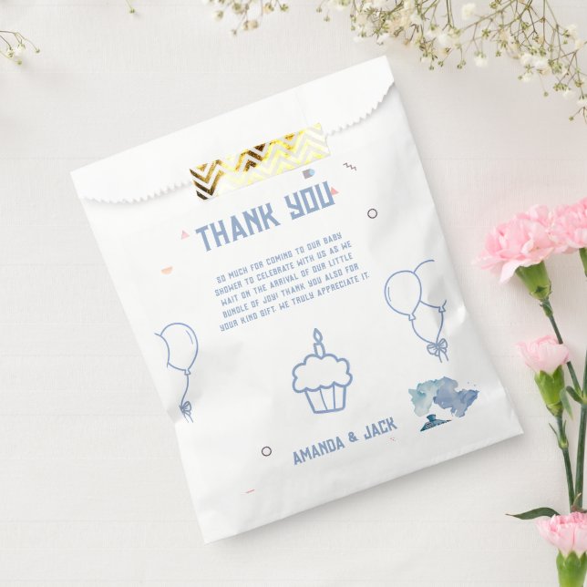 Train Blue Balloons Boy Whimsical Baby Shower Favour Bags (Sealed)