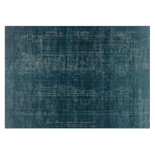 Train Blueprint I Cutting Board