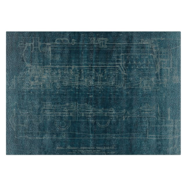 Train Blueprint I Cutting Board (Front)