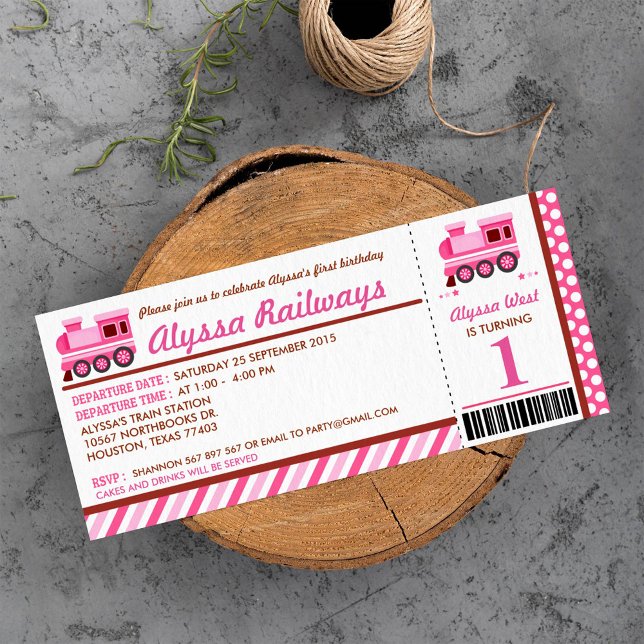 Train Boarding Pass Birthday Party Invitation (Creator Uploaded)