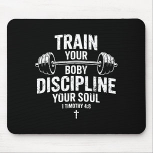 Train body discipline soul christian jesus gym mouse pad