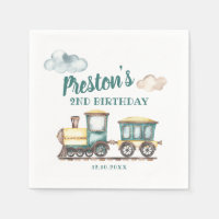 Train Boy 2nd Birthday Paper Napkin