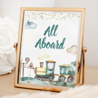 Train Boy Birthday All Aboard Sign