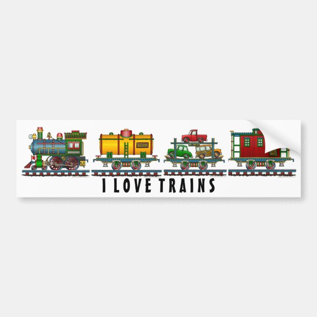 "Train Caboose Car, Train Car Carrier Auto Car, .. Bumper Sticker (Front)