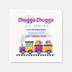 Train Chugga Choo Cartoon Any Age Birthday  Napkin
